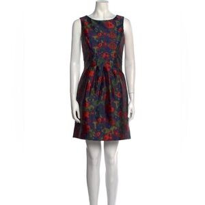 Lela Rose Floral Sleeveless Dress Size 6 Color Blue Red